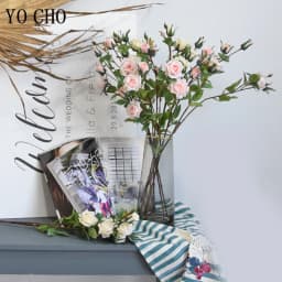 5 Head/Bundle Artificial Flowers Silk Rose Long Branch Bouquet for Wedding Home Decoration Fake Plants DIY Wreath Accessories