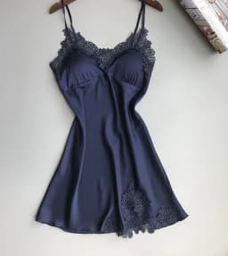 Ladies Sexy Silk Satin Night Dress Sleeveless Nighties V-neck Nightgown Nightdress Lace Sleepwear Nightwear for Women Sleep Tops