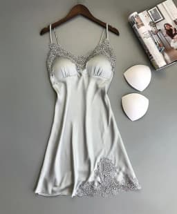 Ladies Sexy Silk Satin Night Dress Sleeveless Nighties V-neck Nightgown Nightdress Lace Sleepwear Nightwear for Women Sleep Tops