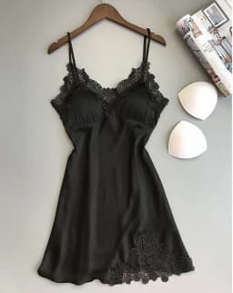 Ladies Sexy Silk Satin Night Dress Sleeveless Nighties V-neck Nightgown Nightdress Lace Sleepwear Nightwear for Women Sleep Tops