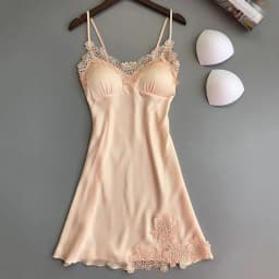 Ladies Sexy Silk Satin Night Dress Sleeveless Nighties V-neck Nightgown Nightdress Lace Sleepwear Nightwear for Women Sleep Tops