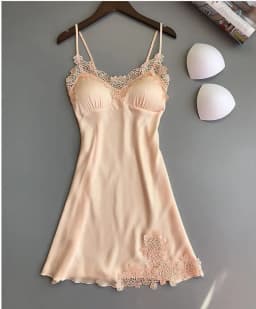 Ladies Sexy Silk Satin Night Dress Sleeveless Nighties V-neck Nightgown Nightdress Lace Sleepwear Nightwear for Women Sleep Tops