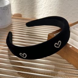 UXSL Retro Velvet Rhinestone Love Heart Headband for Women's Temperament Elegant Hair Band Wide Hair Hoop Hair Accessories Gifts