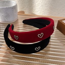 UXSL Retro Velvet Rhinestone Love Heart Headband for Women's Temperament Elegant Hair Band Wide Hair Hoop Hair Accessories Gifts