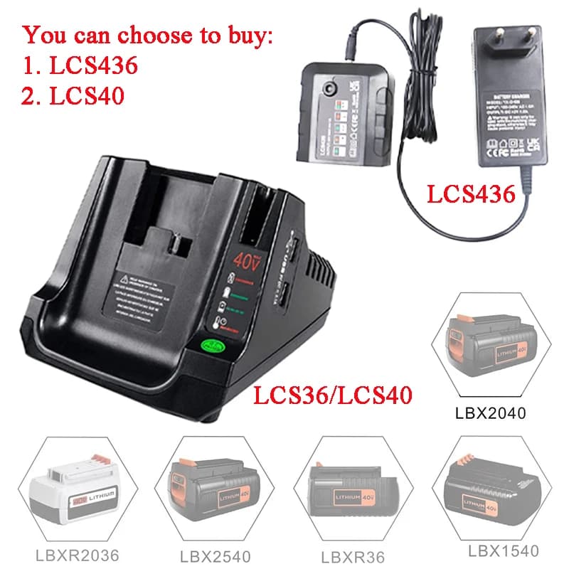 LCS436 LCS36 LCS40 Battery Fast Charger For Black Decker 36V 40V Max Lithium Ion Battery LBX1540 LBX2040 LBX2540 LBXR36 LBXR2036
