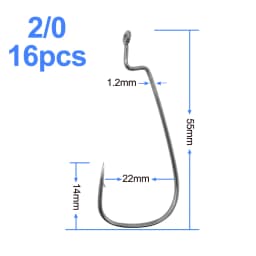 ESFISHING Narrow Belly Offset Hook Carbon Steel Fishing Hooks Crank Worm Hook Barbed for Soft Fishing Lure