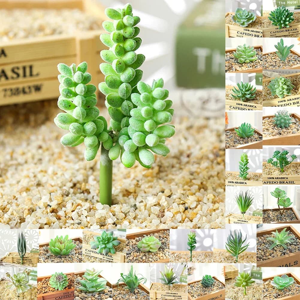 DIY Artificial Succulent Flocked Plant Fake Cactus Home Gardens Bedroom Office Outside Decor Fake Plant Desktop Small Bonsai New