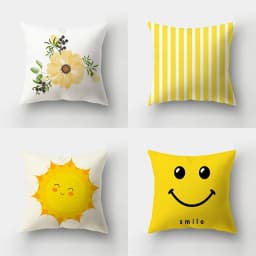 45x45cm Fashion Yellow Pillowcase Cartoon Sun Duck Animal Flower Plant Cushion Cover Sofa Home Decoration