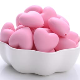 10Pcs Baby Silicone Beads 18x20mm Colorful Heart-Shaped Teether Teething Beads DIY Nursing Chew Pacifier Chain Clip Necklace