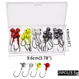 WODJYJ a box 1g 1.5g 2g 3g 3.5g fishing hook jig round head hook with mix colors , fishing tackle hook for soft grub worm baits