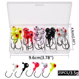 WODJYJ a box 1g 1.5g 2g 3g 3.5g fishing hook jig round head hook with mix colors , fishing tackle hook for soft grub worm baits