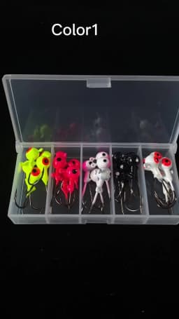WODJYJ a box 1g 1.5g 2g 3g 3.5g fishing hook jig round head hook with mix colors , fishing tackle hook for soft grub worm baits
