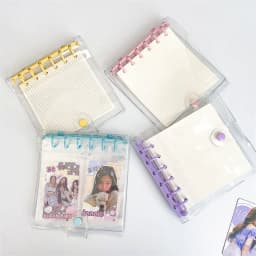 A7 Square Binder Notebook Cover Photo Sticker Collect Grid Blank Diary Agenda Planner Paper Cover School Stationery
