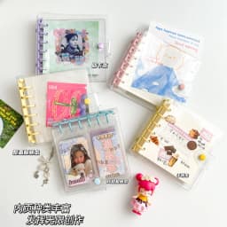 A7 Square Binder Notebook Cover Photo Sticker Collect Grid Blank Diary Agenda Planner Paper Cover School Stationery