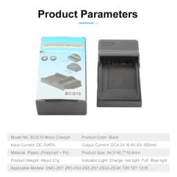 DMW-BCG10 Battery Charger for PANASONIC LUMIX DMC-TZ25 DMC-TZ27 DMC-TZ30 DMC-TZ31 DMC-TZ35 DMC-TZ36 DMC-TZ65 DMC-ZS19 Camera