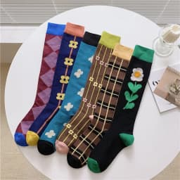 Calf socks European and American ins abstract art knee-length beautiful legs long combed cotton tide socks
