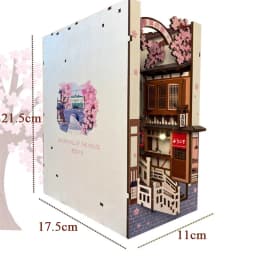DIY Wooden Book Nook Shelf Insert Kits Miniature Cherry Blossom Bookends Japanese Doll Houses Toys Bookshelf Gifts Home Decor