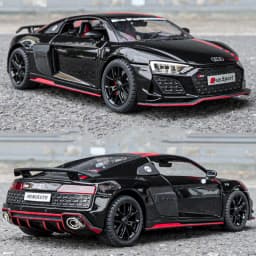 1:24 R8 V10 Plus Alloy Performance Sports Car Model Diecast Metal Toy Racing Car Model High Simulation Sound and Light Kids Gift