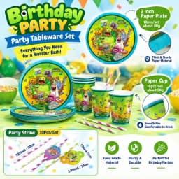 My Singing Monsters Cartoon Animation Theme Cake Flag Swirls Straw Happy Birthday Party Decor Favor Decoration Suplies