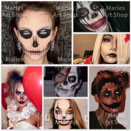 6pcs Black+White+Red Water-Based Paint Set 30g with 3 Brushes for Theater,Halloween,Party,Cosplay,Clown,SFX,Makeup