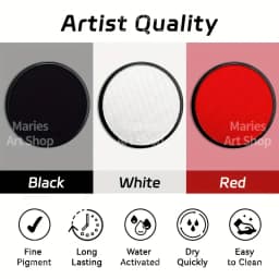 6pcs Black+White+Red Water-Based Paint Set 30g with 3 Brushes for Theater,Halloween,Party,Cosplay,Clown,SFX,Makeup