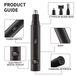Electric Nose Ear Hair Trimmer for Men Painless Rechargeable Eyebrows Beard Hair Clipper Shaver 3 in 1 Nose Hair Trimmer