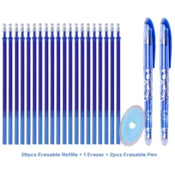 Erasable Gel Pen Set, 2pcs Erasable Pen 20 Erased Pen Refills and 1 Eraser