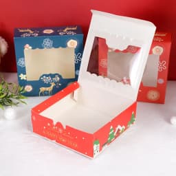 5Pcs Christmas Cookie Box With Window Candy Chocolate Biscuit Packaging Boxes Xmas Gift Wrapping 2026 New Year Party Treat Box