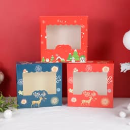 5Pcs Christmas Cookie Box With Window Candy Chocolate Biscuit Packaging Boxes Xmas Gift Wrapping 2026 New Year Party Treat Box