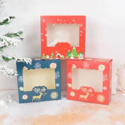 5Pcs Christmas Cookie Box With Window Candy Chocolate Biscuit Packaging Boxes Xmas Gift Wrapping 2026 New Year Party Treat Box