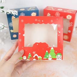 5Pcs Christmas Cookie Box With Window Candy Chocolate Biscuit Packaging Boxes Xmas Gift Wrapping 2026 New Year Party Treat Box