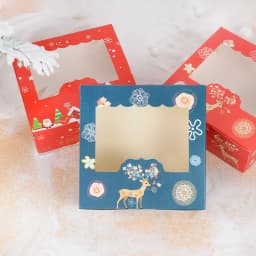 5Pcs Christmas Cookie Box With Window Candy Chocolate Biscuit Packaging Boxes Xmas Gift Wrapping 2026 New Year Party Treat Box