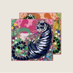 POBING Curled Twill Silk Scarf Women Luxury Tiger Double Side Printed Square Scarves Wraps Echarpes Foulards Femme Hijab 70CM