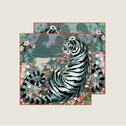 POBING Curled Twill Silk Scarf Women Luxury Tiger Double Side Printed Square Scarves Wraps Echarpes Foulards Femme Hijab 70CM