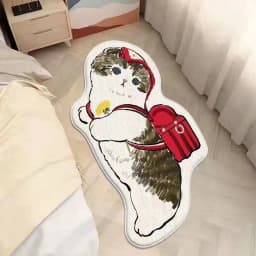 VIKAMA Cartoon Cat Carpet, Plush And Warm Bedside Blanket, Cute And Girlish Bedroom, Children's Room Carpet, Home Decoration