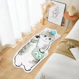 VIKAMA Cartoon Cat Carpet, Plush And Warm Bedside Blanket, Cute And Girlish Bedroom, Children's Room Carpet, Home Decoration