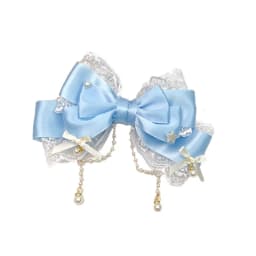 Exquisite and Sweet Lace Pearl Chain Big Bow Pearl Pink Cute Princess Headpiece Hair Clip Accessories Lolita Headpiece Hair Clip