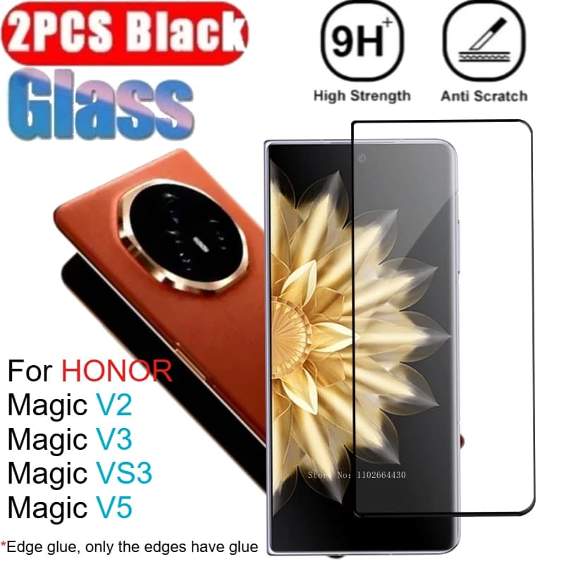 2PCS 3D Curved Clear Tempered Glass for Honor Magic V3 V2 V5 VS3 Full Cover Screen Protector Film for HONOR Magic V5 V2 V3 VS3