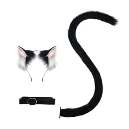 Simulation Animal Ear Cat Headband Handmade Plush Cos Props Comic-Con Headdress Cat Tail Set