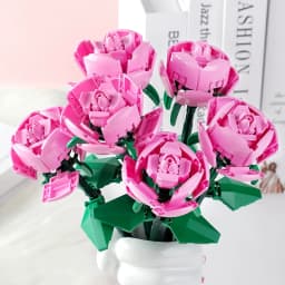 KNEW BUILT 3D Rose Building Blocks Toys-Everlasting Love,Perfect Valentine's Gift ,DIY Flower Home/Desk Decor,Simple Assembly