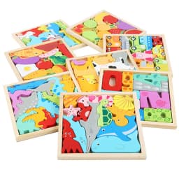 Children Montessori Wooden Toys Block Cartoon Animal Three-dimensional Jigsaw Puzzle Early Education Grab Board 3d Puzzle Toys