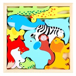 Children Montessori Wooden Toys Block Cartoon Animal Three-dimensional Jigsaw Puzzle Early Education Grab Board 3d Puzzle Toys