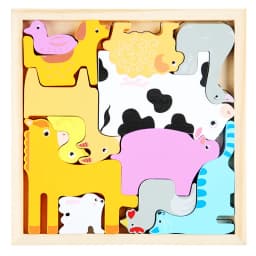 Children Montessori Wooden Toys Block Cartoon Animal Three-dimensional Jigsaw Puzzle Early Education Grab Board 3d Puzzle Toys