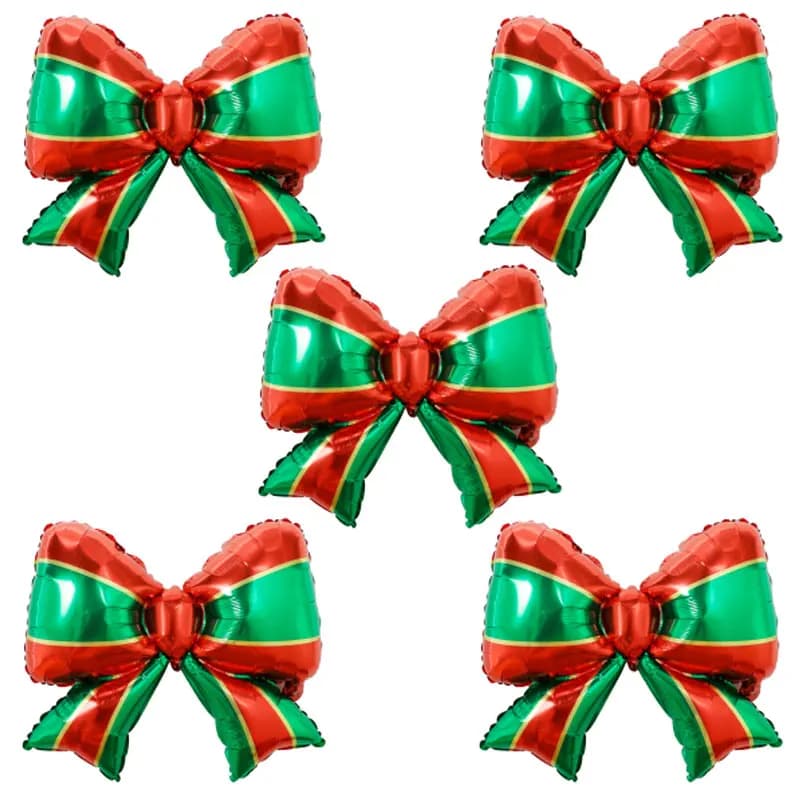 5Pcs Bowknot Foil Balloon Christmas Party Decoration Stole Christmas Green Red Merry Xmas Supplies For Home Air Globos Gifts