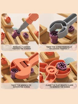Kids Tool Set DIY Nut Assembly Puzzle Simulated Screwing Toolbox Early Educational Disassembly Repair Kit STEM Montessori Toys