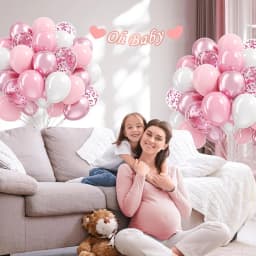 Pastel Pink White Latex Balloons Set Metallic Pink Confetti Balloon Wedding Bridal Shower Baby Shower Girls Birthday Decorations