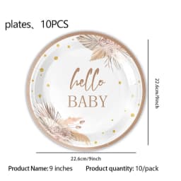 Hello Baby Gender Reveal Party Supplies Disposable Tableware Paper Plates Napkins Cups Cake Topper Baby Shower Party Decors