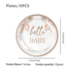 Hello Baby Gender Reveal Party Supplies Disposable Tableware Paper Plates Napkins Cups Cake Topper Baby Shower Party Decors