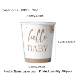 Hello Baby Gender Reveal Party Supplies Disposable Tableware Paper Plates Napkins Cups Cake Topper Baby Shower Party Decors
