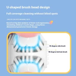 7-14 years old Smart Automatic 360° Sonic Electric Toothbrush For Kids, Rechargeable U-Shaped With IPX7